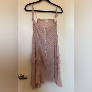 NWOT Free People Intimately Tie Strap Top in Pink with Black Polka Dots in Large